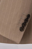 Costumes pour hommes kaki à rayures double boutonnage 2 pièces