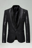 Blazer de bal masculin en châle à sequins et en revers bleu royal