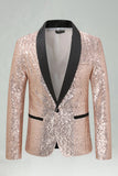 Blazer de bal masculin en châle à sequins et en revers bleu royal