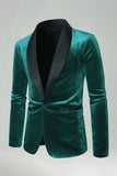 Blazer de bal pour hommes à revers en velours vert en velour
