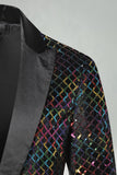 Blazer de bal masculin Peak Lapel coloré à paillettes et un bouton