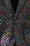 Blazer de bal masculin Peak Lapel coloré à paillettes et un bouton