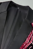Costumes de bal pour hommes en 2 pièces en paillettes rouge foncé à paillettes