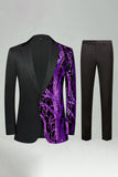 Costumes de bal pour hommes en 2 pièces en paillettes rouge foncé à paillettes