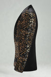 Blazer de bal pour hommes à paillettes noires dorées