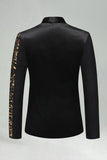Blazer de bal pour hommes à paillettes noires dorées