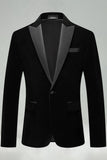Blazer formel à revers pointu en velours noir