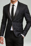 Blazer de bal pour hommes à revers en châle noir à simple boucle