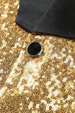Blazer de bal pour hommes à simple boucle à châle doré scintillant