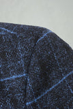 Blazer de bal masculin Navy à revers à carreaux