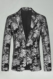 Blazer argenté Jacquard pour hommes de bal à revers cranté