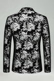 Blazer argenté Jacquard pour hommes de bal à revers cranté