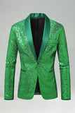 Blazer de bal pour hommes en revers châle vert scintillant