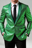 Blazer de bal pour hommes en revers châle vert scintillant