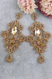 Boucles d’oreilles de bal en forme de goutte d’honneur dorées et scintillantes