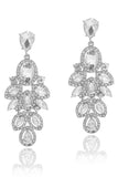 Longues boucles d’oreilles de bal en forme de feuille vert foncé scintillantes avec des strass