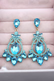 Boucles d’oreilles vintage vintage bleues scintillantes avec des strass