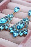 Boucles d’oreilles vintage vintage bleues scintillantes avec des strass