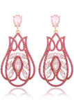Boucles d’oreilles tombantes en lettres de promo en fuchsia scintillantes