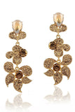 Boucles d’oreilles tombantes en forme de fleurs dorées et scintillantes en forme de strass