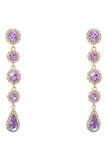 Boucles d’oreilles longues en forme de strass violets scintillants