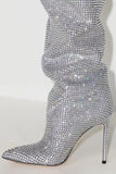 Bottes de bal en strass argentées scintillantes