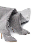 Bottes de bal en strass argentées scintillantes