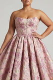 Corset de bal floral rose Princess Bustier Bustier Long grande taille avec dentelle dans le dos
