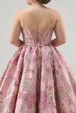 Corset de bal floral rose Princess Bustier Bustier Long grande taille avec dentelle dans le dos