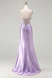 Robe longue de bal scintillante violet clair seuqin à fête