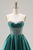 Corset de bal perlé vert foncé Princess Sweetheart