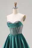Corset de bal perlé vert foncé Princess Sweetheart