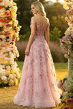 Blush dénudé Une robe de bal longue à paillettes Corset Line