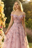Blush dénudé Une robe de bal longue à paillettes Corset Line