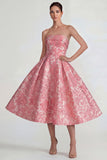 Robe Midi Blush Jacquard Bustier A Line