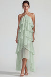 Robe Midi à étages à niveaux en chiffon chiffon à volants bleu