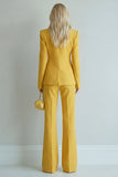 Costume de bal Peak Lapel Jaune Slim Fit Un Bouton 2 pièces