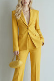Costume de bal Peak Lapel Jaune Slim Fit Un Bouton 2 pièces