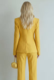 Costume de bal Peak Lapel Jaune Slim Fit Un Bouton 2 pièces