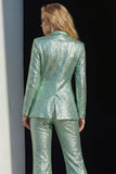 Costumes de bal pour femmes en revers vert vert scintillant en 2 pièces à sequins
