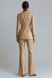 Costumes de travail féminins Kahki à simple poitrine et nœud