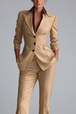 Costumes de travail féminins Kahki à simple poitrine et nœud