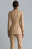 Costumes de travail féminins Kahki à simple poitrine et nœud