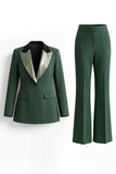 Complets de bal de bal vert foncé slim cut en deux pièces à revers point, simple boutonnage