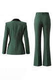 Complets de bal de bal vert foncé slim cut en deux pièces à revers point, simple boutonnage