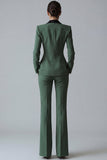 Costume d'affaires femme 2 pièces vert foncé revers pointe un bouton