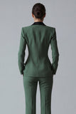 Costume d'affaires femme 2 pièces vert foncé revers pointe un bouton