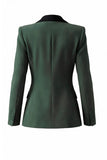 Costume d'affaires femme 2 pièces vert foncé revers pointe un bouton