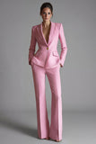 Costume d'affaires femme 2 pièces rose revers pointe à boutons