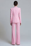 Costume d'affaires femme 2 pièces rose revers pointe à boutons